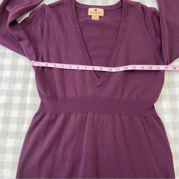 WOOLRICH knit sweater cotton blend knit burgundy/dark wineberry Vneck size small - Picture 9 of 13